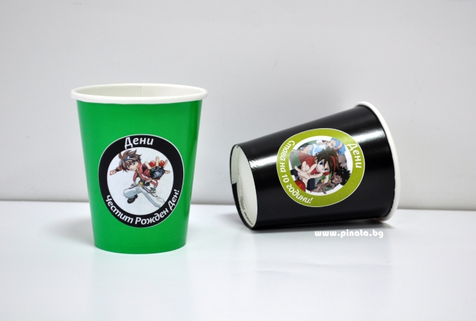 Персонализирана хартиена парти чашка 270 мл Бакуган, 6бр. пакет
