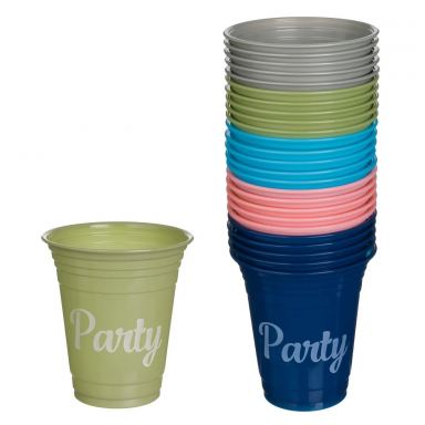 Пластмасови големи чашки Party, 50 бр. в пакет, 360 мл. 5 цвята /Mb/
