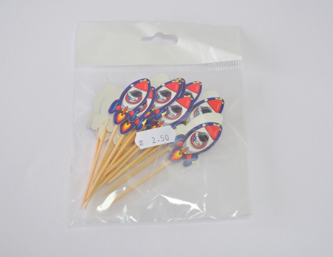 Топер за мъфини Космос, ракета, космонавт, 20 бр. в опаковка