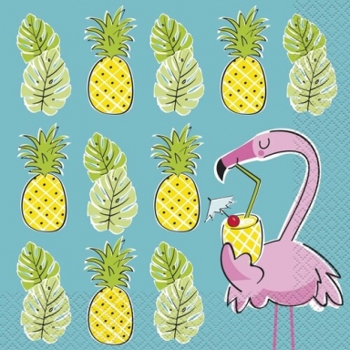 Парти салфетки Фламинго с ананас тропическо парти 16 бр в пакет,  / Hawaiian Tropical Summer Pineapple & Flamingo