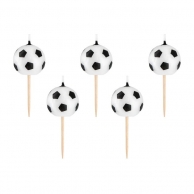 Свещички за рожден ден футболни топки, 5 бр. в пакет /Pp/