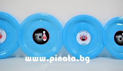 Персонализирана хартиена парти чинийка Боулинг, 6бр. пакет