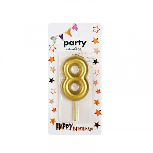 Свещичка металик цвят злато, цифра 9 /Km/