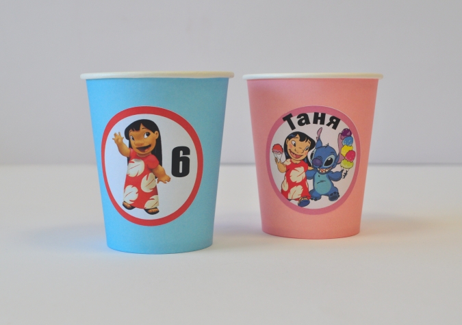 Персонализирана чашка 220 мл., Лило, Стич и Ейнджъл, 6бр. пакет