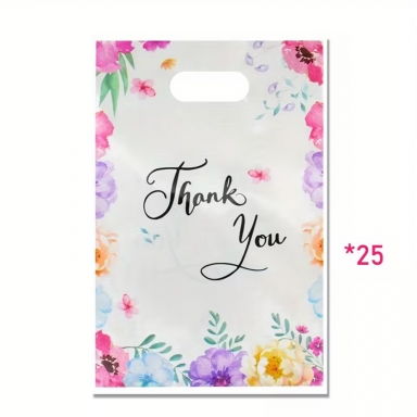 Подаръчни торбички Цветя, Thank You, 25 бр. в опаковка /Tm/