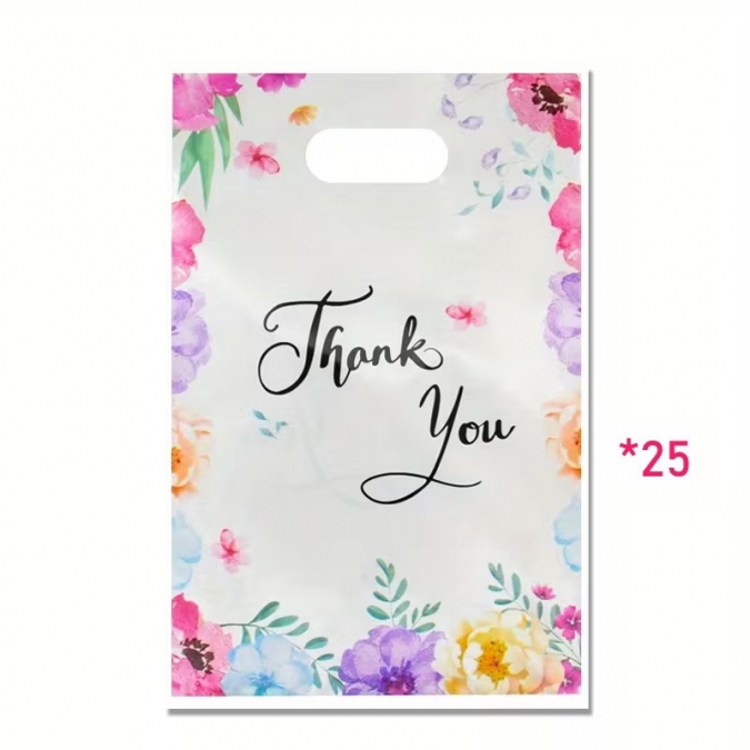 Подаръчни торбички Цветя, Thank You, 25 бр. в опаковка /Tm/