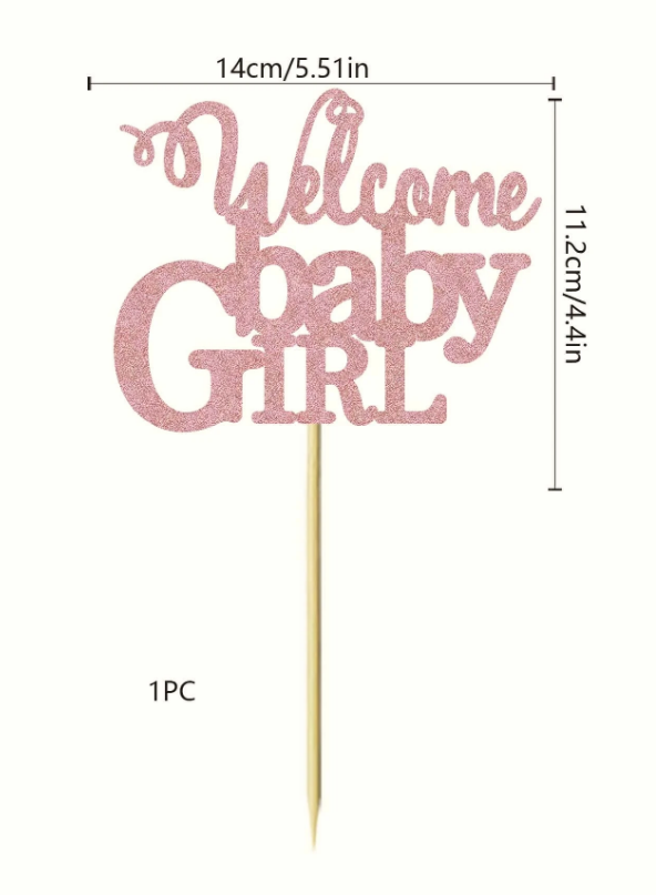 Декорация за торта с текст Welcome Baby Girl /Ch/