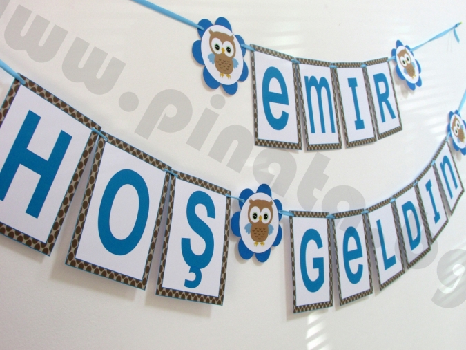 Персонализиран банер  "Добре Дошъл"  / Welcome Home Birthday Banner, с включени 2 бр. фигури бонус