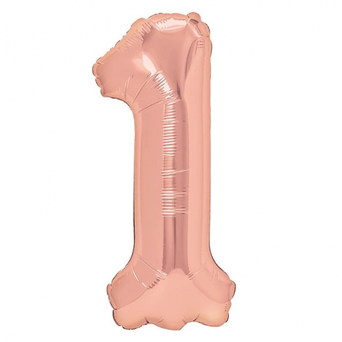 Фолиев балон цифра 9, цвят розово злато, 40см /Pp/