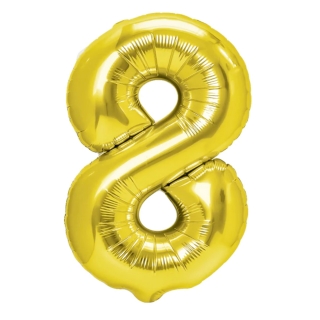 Фолиев балон цифра 8, цвят злато, 40см /Pp/