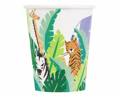 Хартиена парти чашка Сафари, Животни, Джунгла 270 мл, Animal Safari, 8 бр. в опаковка