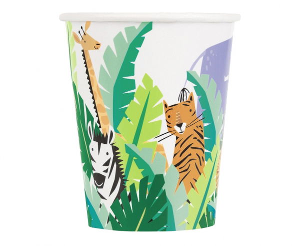 Хартиена парти чашка Сафари, Животни, Джунгла 270 мл, Animal Safari, 8 бр. в опаковка
