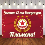 Винил за фон /декорация/ на рожден ден, ЦСКА, футбол, размер 100х70см