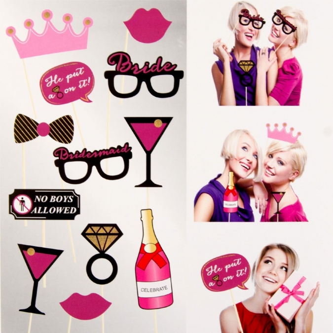 Пропсове за забавни снимки Моминско парти / Bride, 12 бр комплект /mb/