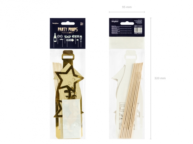 Пропсове за снимки Let's Celebrate, златни, 8 бр. в опаковка /Pd/