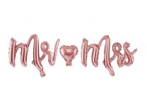 Надпис от фолиеви балони Mr & Mrs, сватба,младоженци,  розово злато, 125х69см /Pd/