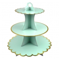 Стойка за мъфини зелена мента, със златен блестящ кант /Gx/