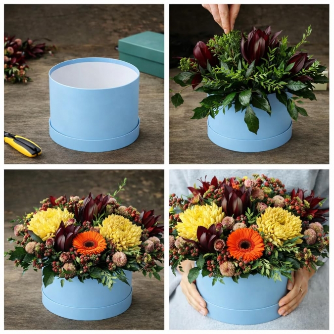 Кръгла кутия с капак, цвят син, ф15/14см /Sa/