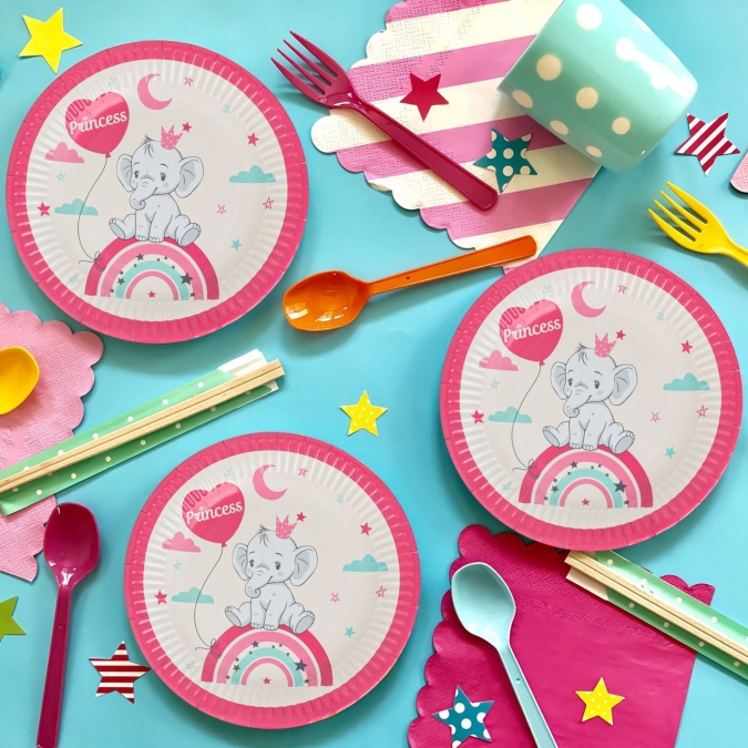 Хартиена чашка Бебе, слонче, момиче, Princess, 6 бр. в пакет /Mb/