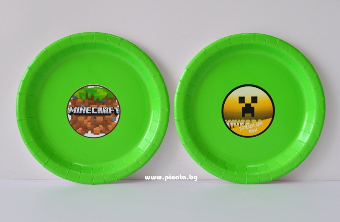 Персонализирана хартиена парти чинийка Майнкрафт, 6бр. пакет