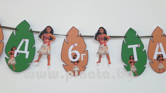 Персонализиран банер Честит Рожден Ден Смелата Ваяна, с включени 2 бр. фигури бонус