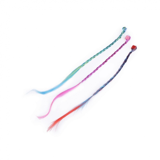 Цветни сплетени кичури за коса, микс цветове, 6бр. /Tr/