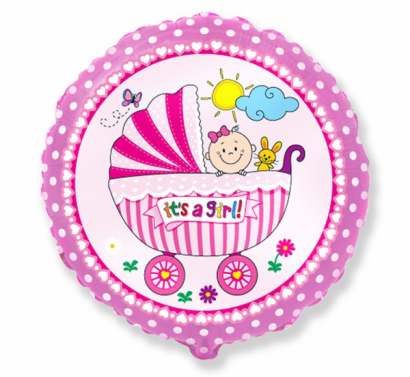 Фолиев балон Бебе момиче количка / Baby Buggy Girl 40 см, Flexmetal /Gd/