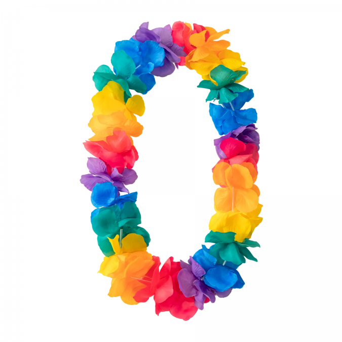 Хавайска огърлица от цветя, различни цветове, 115см /Pp/