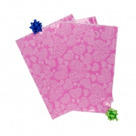 Подаръчна торбичка розова, Сърца и ноти,  35х25 см /Tr/