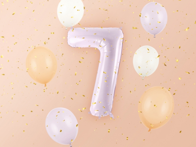 Фолиев балон цифра 7, цвят лилав, 72 см височина /Pd/