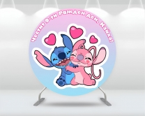 Винил за фон/декорация, Стич и Ейнджъл, кръг, диаметър 100см