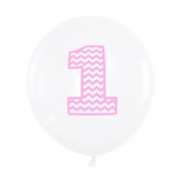 Комплект 10 бр. латексови балони с печат цифра 1, Първи рожден ден момиче /Pp/