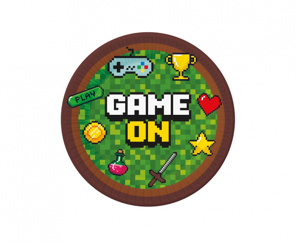 Хартиена чинийка Геймърски рожден ден Майнкрафт / Game on, 18 см. 6бр. /Gd/