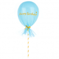 Комплект син балон с надпис Happy Birthday и тюл /Pp/
