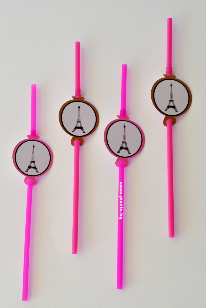 Парти сламки с облър Париж Айфелова Кула, 10 бр. в пакет