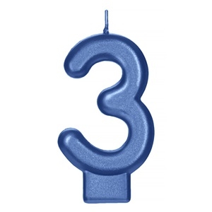 Свещичка цифра 4, цвят син металик /Mb/