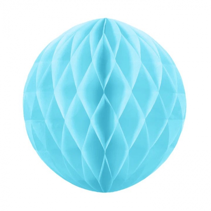 Висяща декорация - топка тип пчелна пита, ф 30 см, цвят светло син  /Pp/