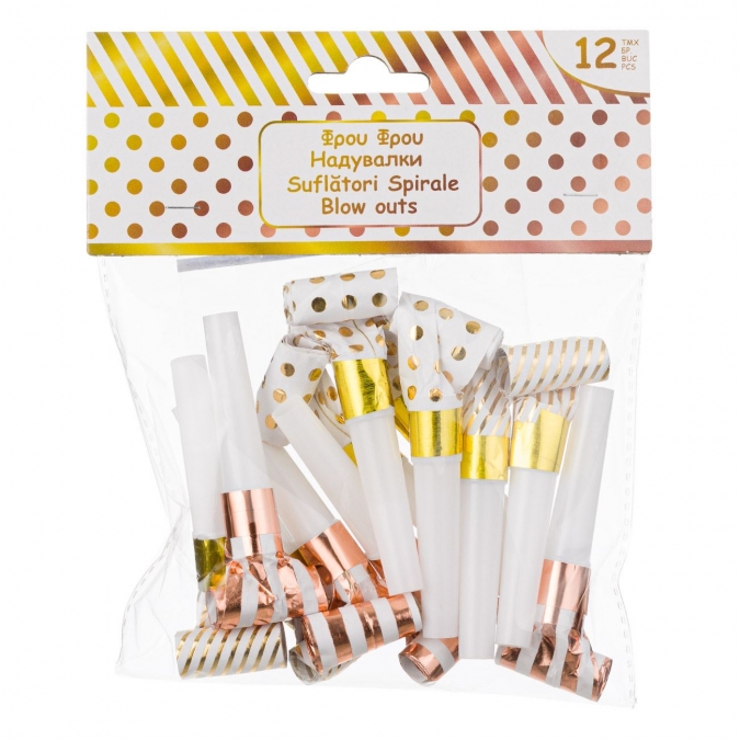 Парти свирки злато и розово злато, 12 бр.  в опаковка /mb/