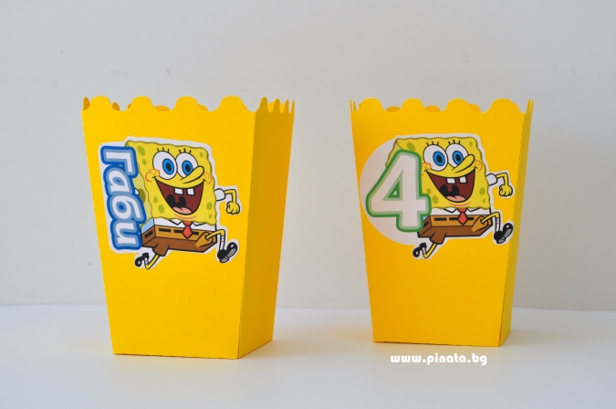 Персонализирана кутийка за пуканки Спонджбоб, 3 бр. в опаковка