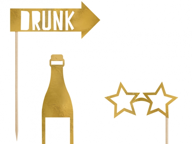 Пропсове за снимки Let's Celebrate, златни, 8 бр. в опаковка /Pd/