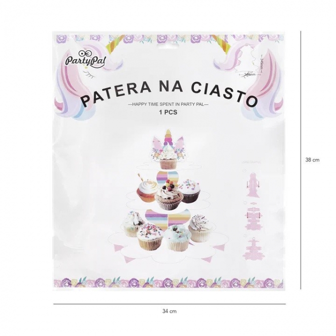 Стойка за мъфини Еднорог, 3 нива Ш34xВ41см /Pp/