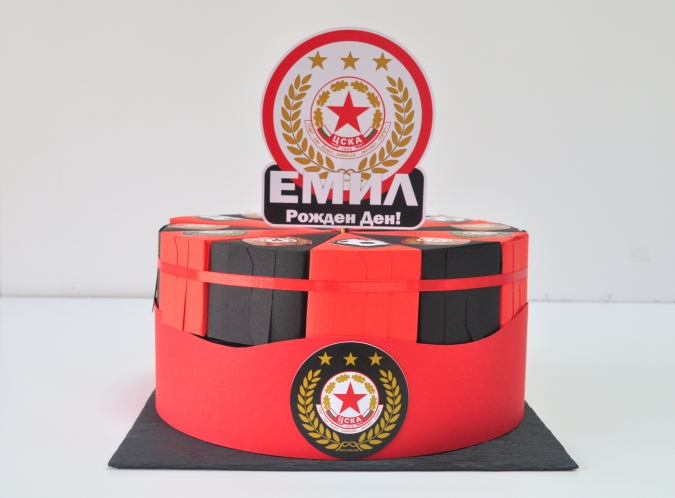 Хартиена торта с тематична декорация и персонализация ЦСКА