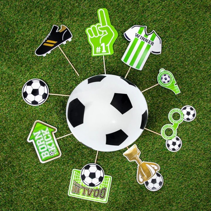 Пропсове за забавни снимки и декорация Футбол, 9 бр. в опаковка /Pp/