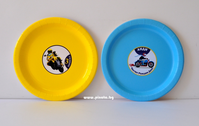 Персонализирана хартиена парти чинийка Мотори, 6бр. пакет