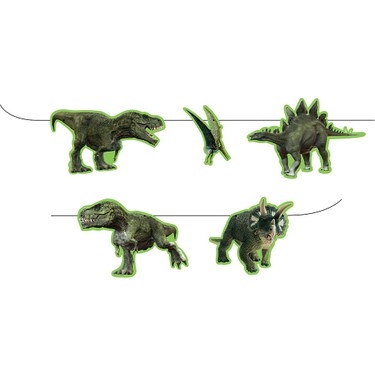 Банер гирлянд за декорация Динозаври Джурасик / Dinosaur Jurassik, 2,5м. дължина 10 фигури