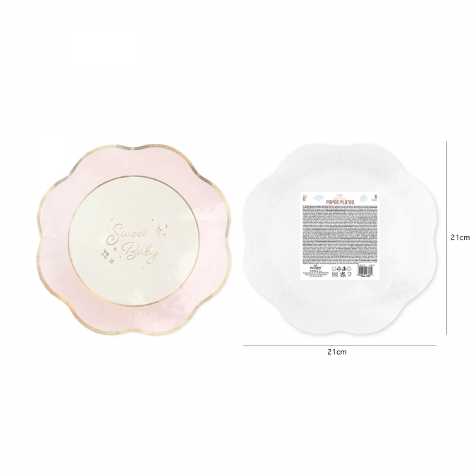 Хартиена чинийка Бебе момиче, Sweet Baby, 21.5 см, 6 бр. в опаковка /Pp/