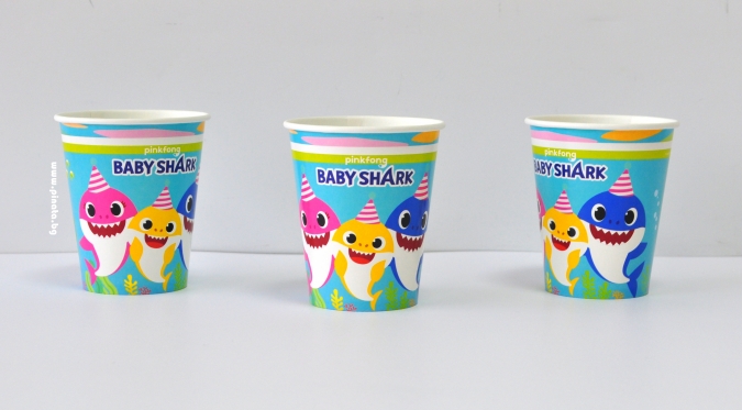 Хартиена парти чашка Бейби Шарк / Baby Shark, 8 бр. в опаковка
