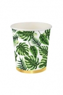 Хартиени парти чашки Зелени листа със злато 8бр пакет