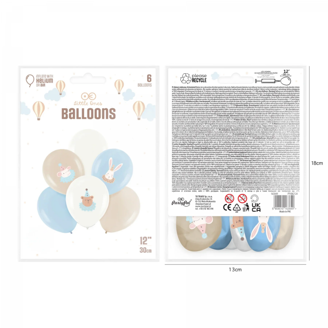 Пастелно сини латексови балони, Бебе момче, комплект от 6 броя /Pp/