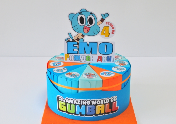 Хартиена торта с  тематична декорация и персонализация Гъмбол